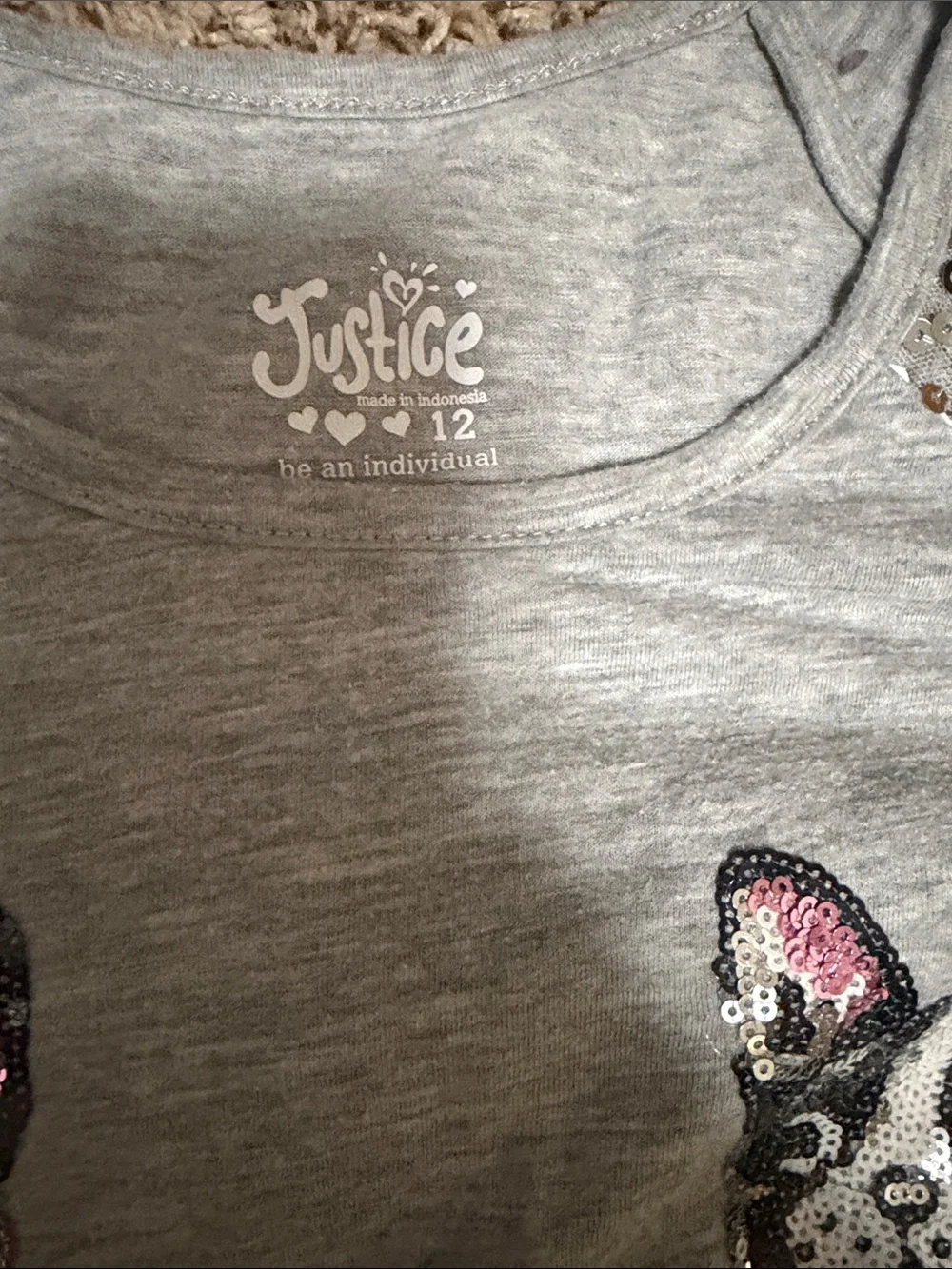 Justice Girls' Teal Butterfly Dress & Grey Sequin Dog Tee Set